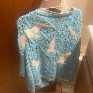 Blue Bird Pattern Women's Sweater